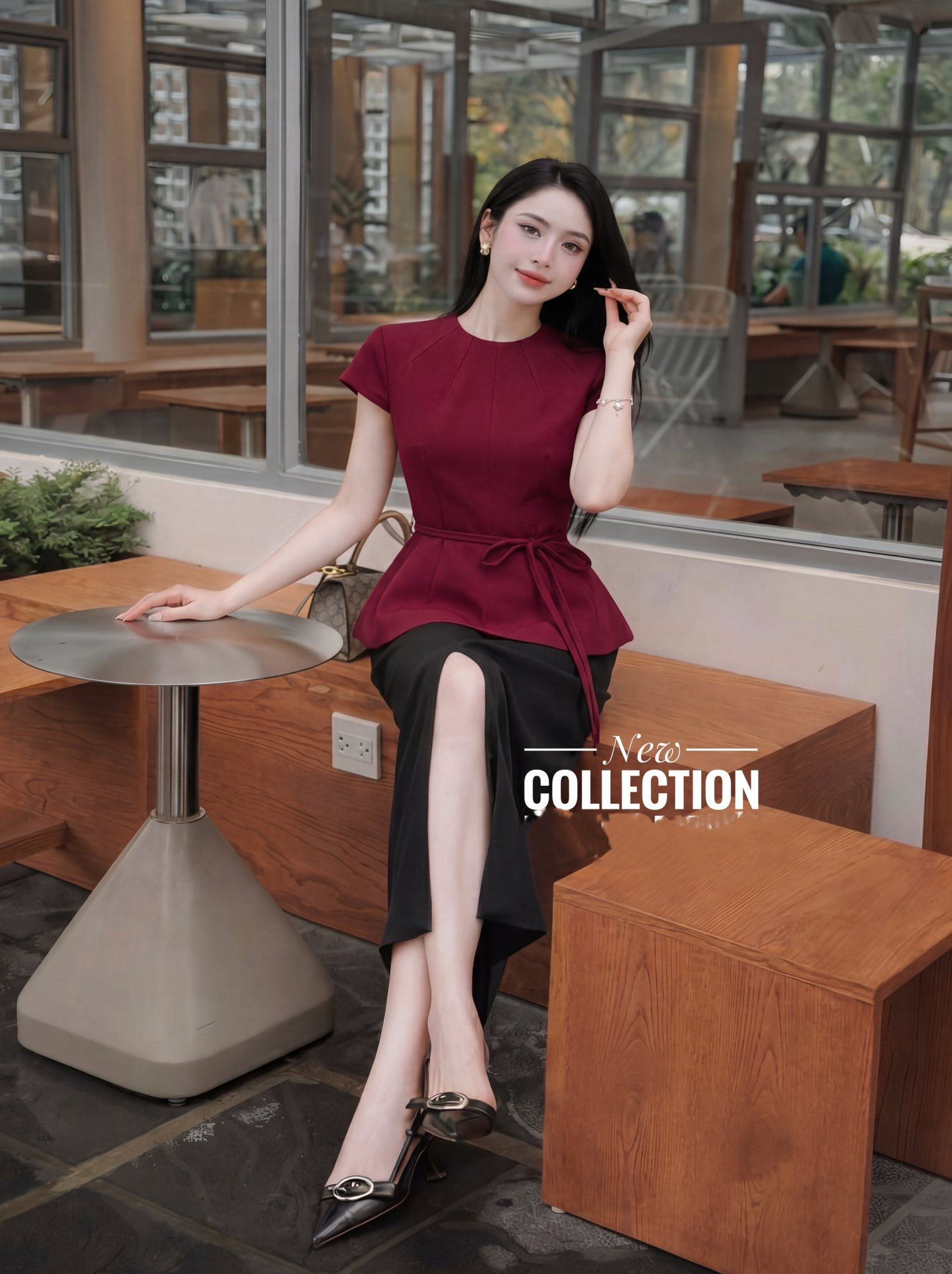 Áo Kiểu Nữ Tay Ngắn Peplum + Dây Eo HN.098 (C) (1451)_thumbnail_8