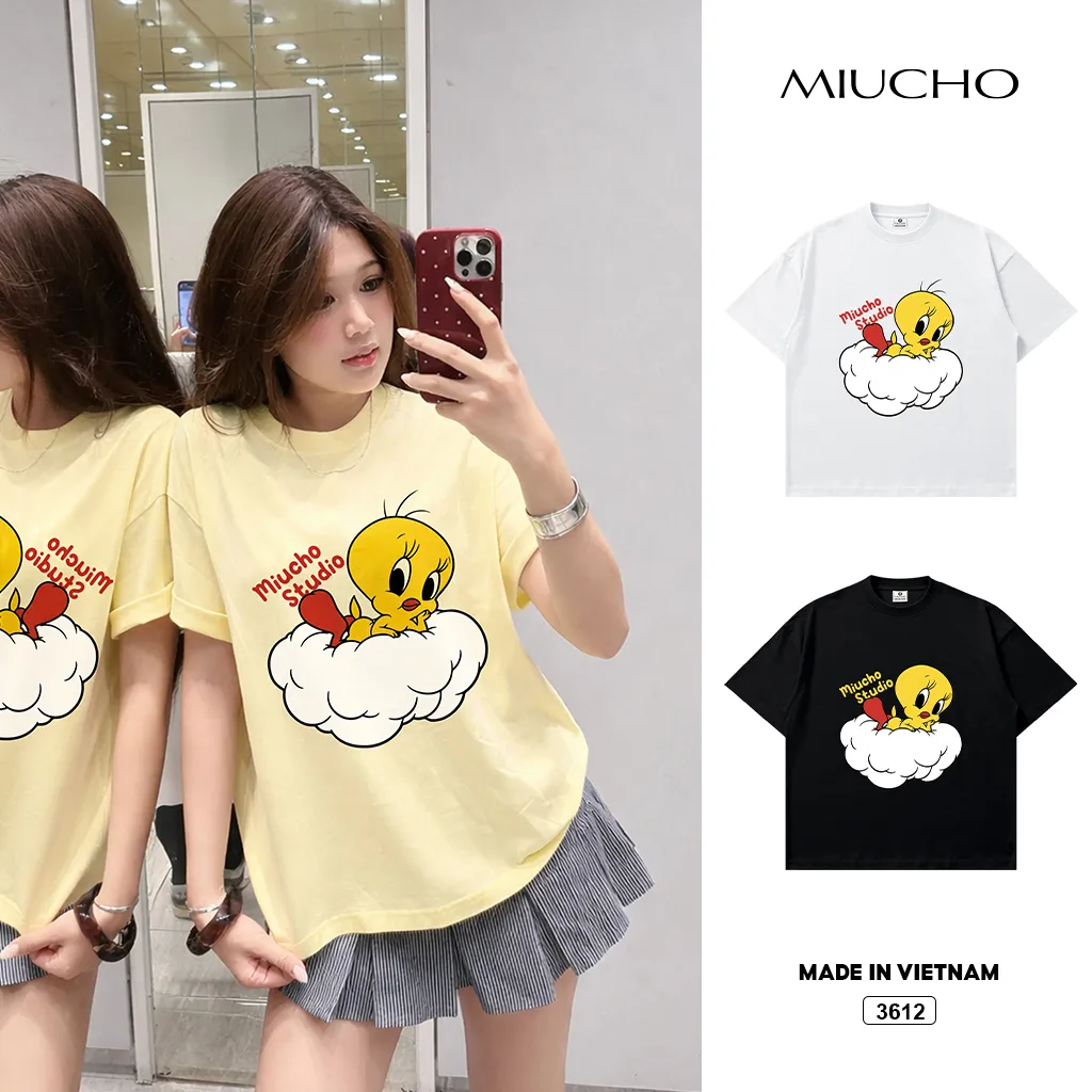 Áo thun nữ form boxy nhân vật hoạt hình dễ thương Miucho 3612