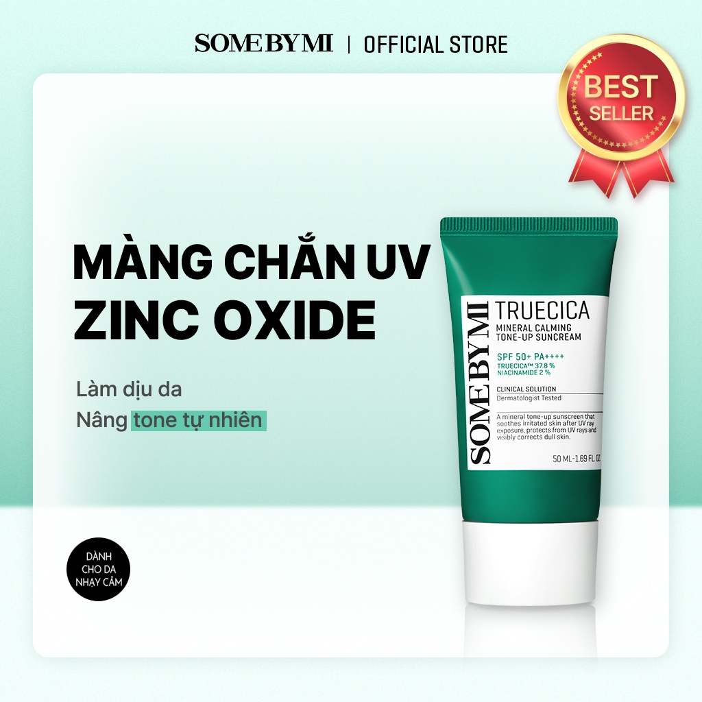 [SOME BY MI] Kem chống nắng nâng tone rau má Some By Mi Truecica Mineral Calming Tone-up SPF50+ PA++++ 50ml