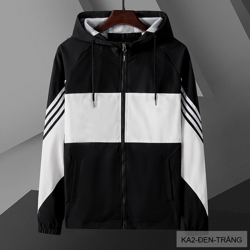 KA2 - Áo khoác nam phối màu thời trang, liền mũ, chống gió, phù hợp xuân thu_thumbnail_12