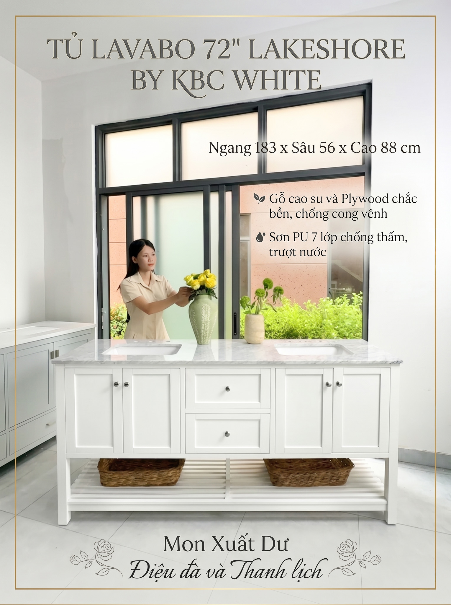 TỦ LAVABO 72 inches LAKESHORE BY KBC WHITE