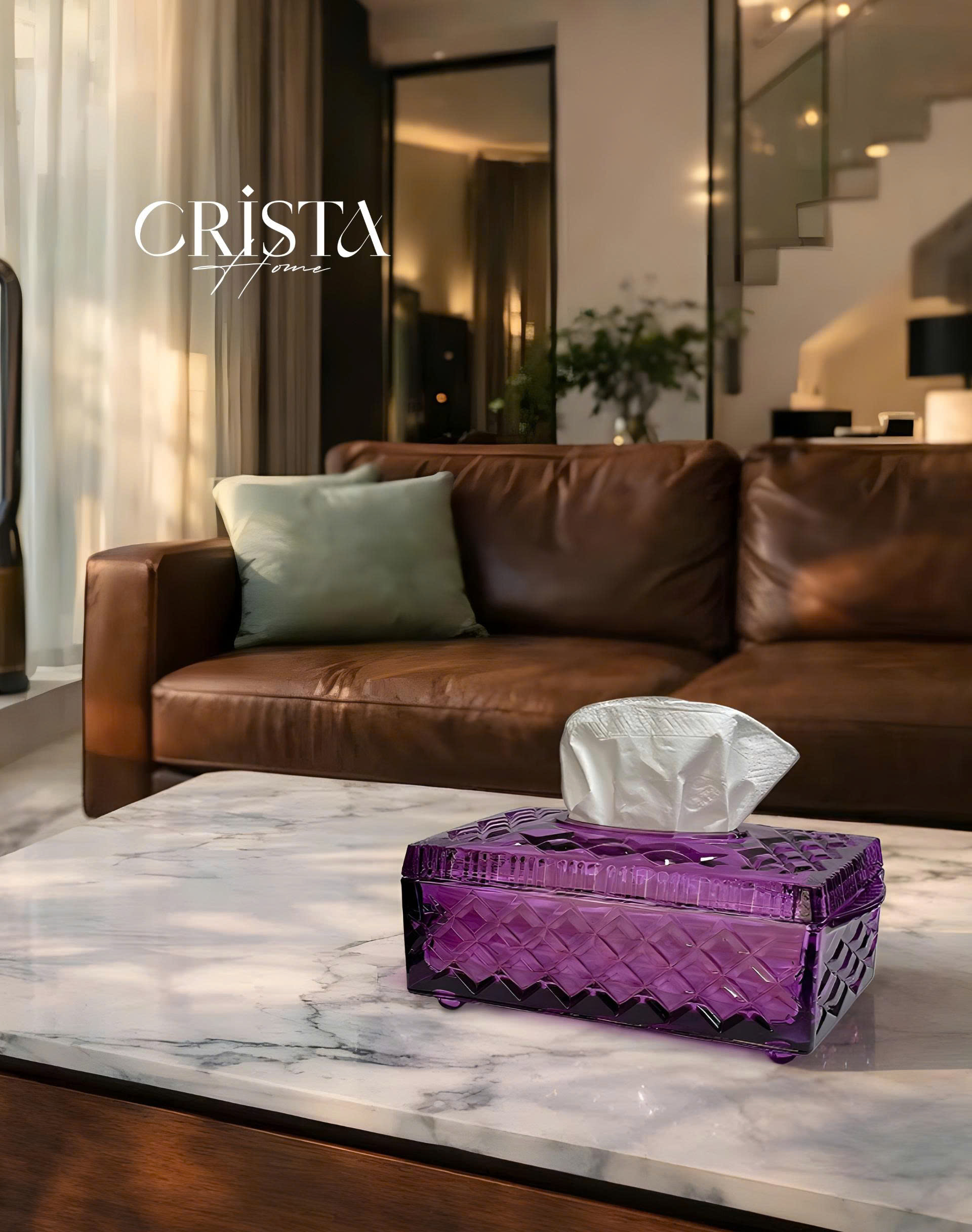 HỘP THỦY TINH ĐỰNG GIẤY ĂN VÂN KIM CƯƠNG CRISTA HOME 60250