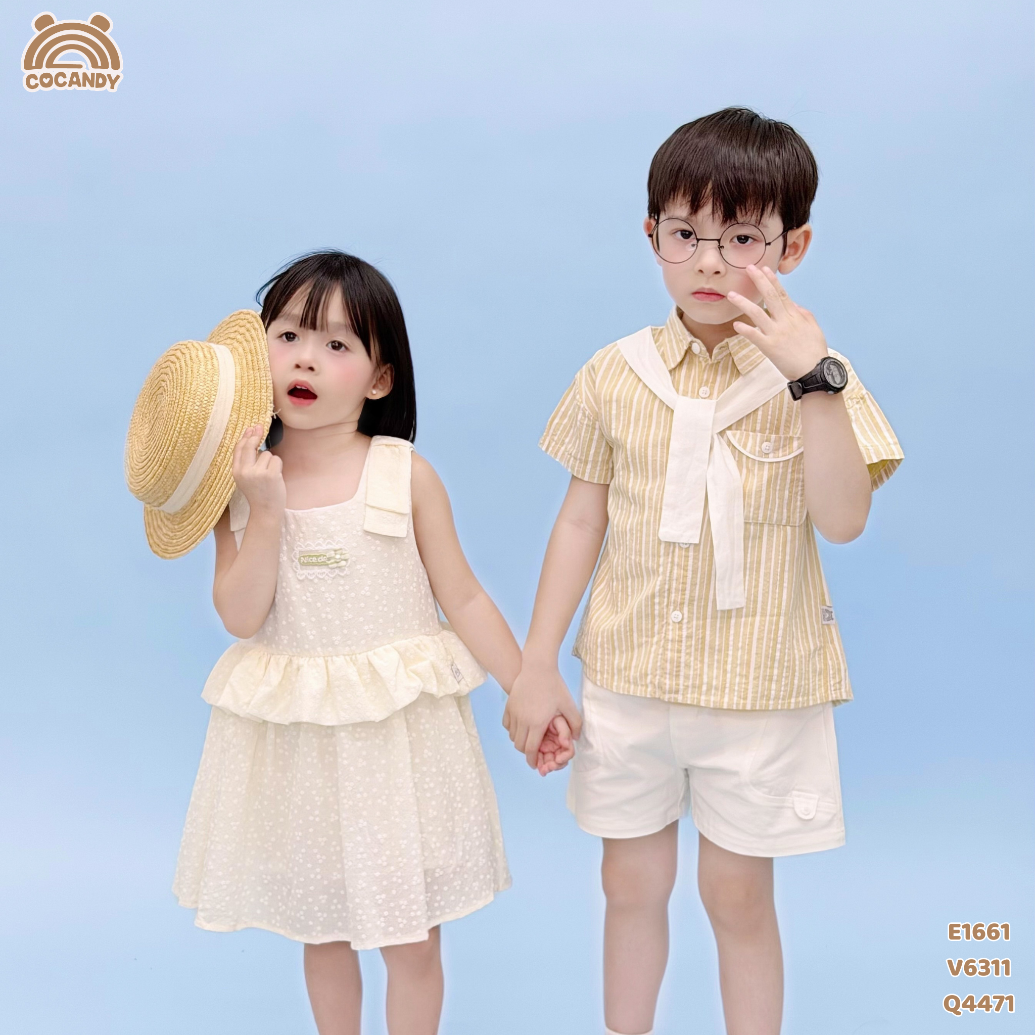 Áo cộc sơ mi kẻ VÀNG phối turban cổ_thumbnail_7