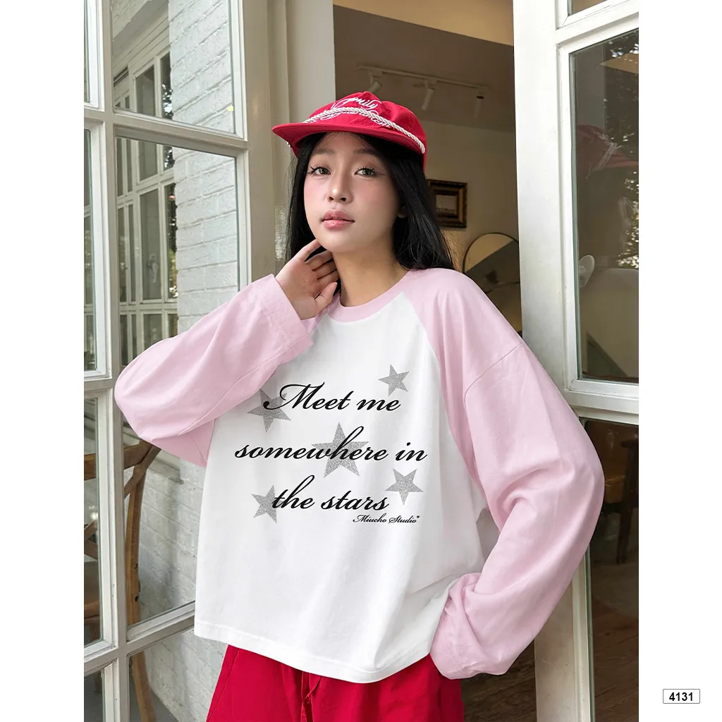 Áo thun tay dài form boxy phối raglan basic Miucho 4131_thumbnail_2