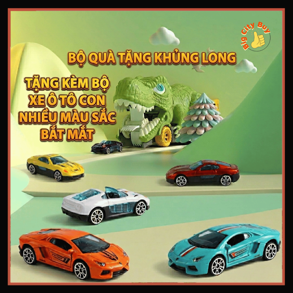 Đồ Chơi Khủng Long Nuốt Xe Ô Tô Cho Bé Tặng Kèm 6 Xe Mini Nhựa Cao Cấp Chơi Tương Tác Vui Nhộn BigcityBuy 336DCKL_thumbnail_4