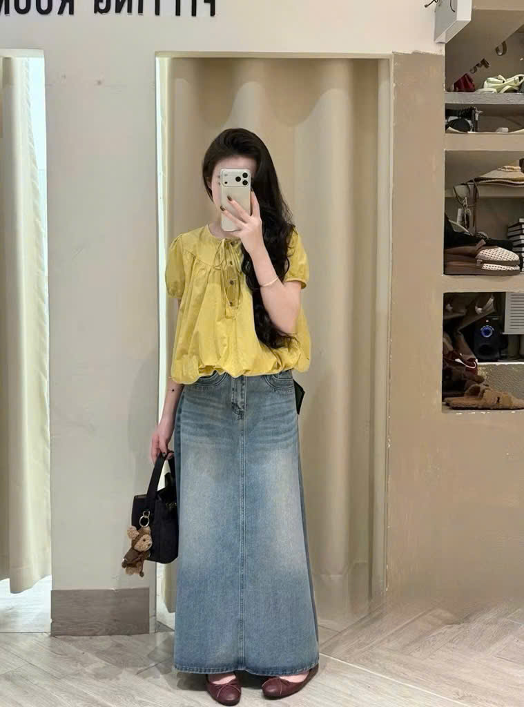 Áo Kiểu Nữ Tay Ngắn bồng lai bí khuy nút thắt nơ LUH.9027 (C) (0687)_thumbnail_1