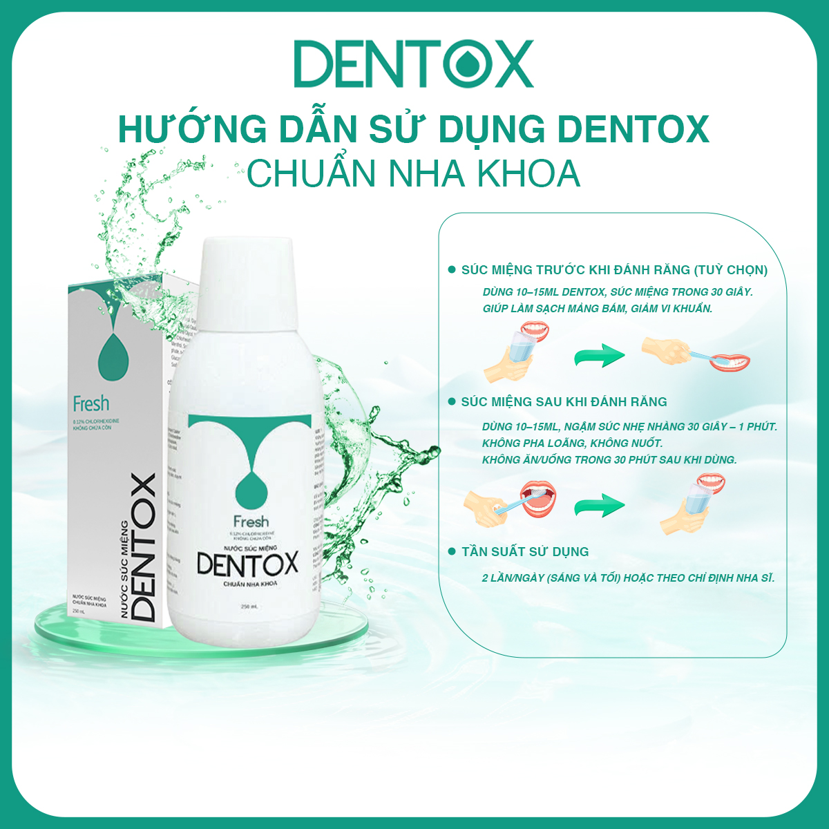 COMBO 2 CHAI Nước súc miệng Chuẩn Y khoa Dentox Khử hôi miệng Không cồn không cay 250ml_thumbnail_5