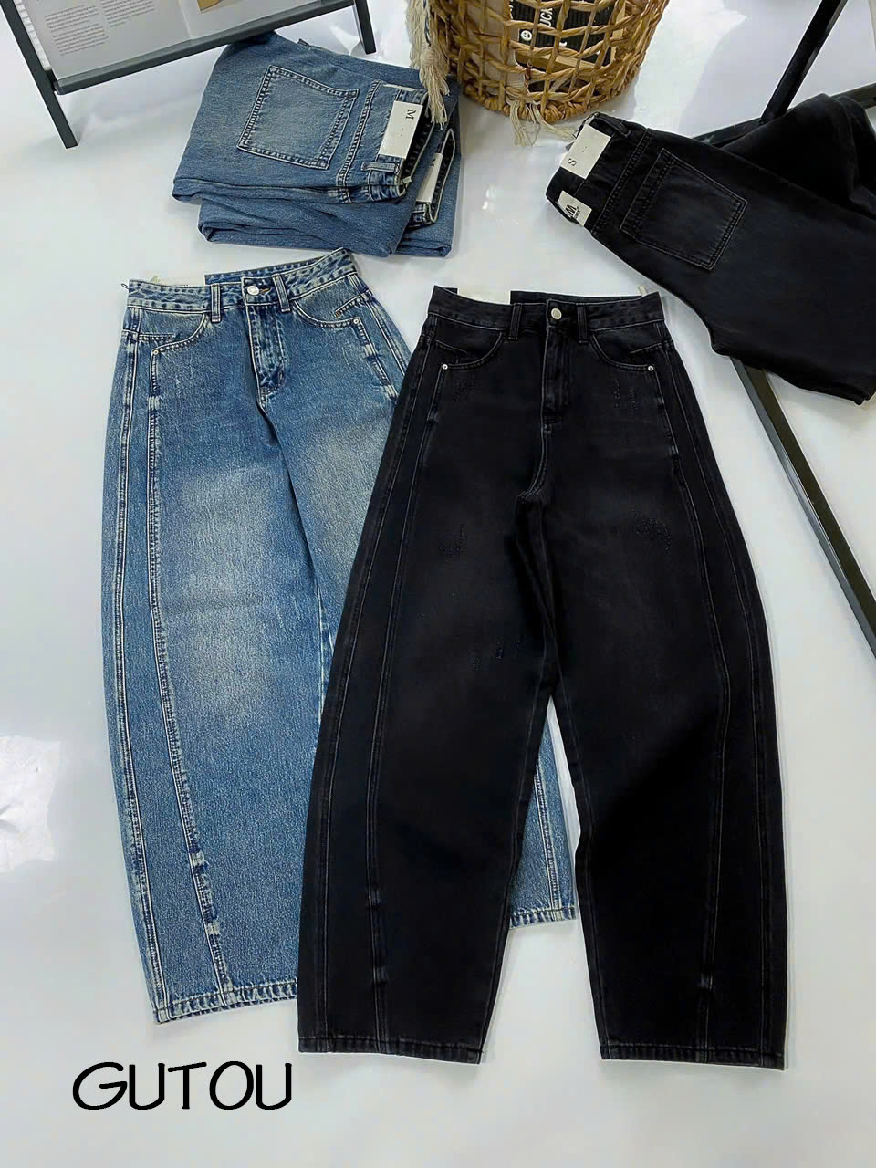 [ GUTOU ] Quần Jean Baggy Seam Line_thumbnail_4
