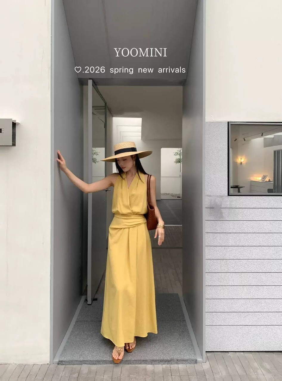 Lucas - Váy zile cổ yếm đan nối phần cạp ngang chân xòe nhẹ dáng maxi_thumbnail_2