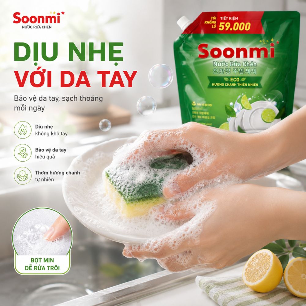 1 Thùng 3 Túi Nước Rửa Chén Soonmi Hương Chanh 3kg_thumbnail_5