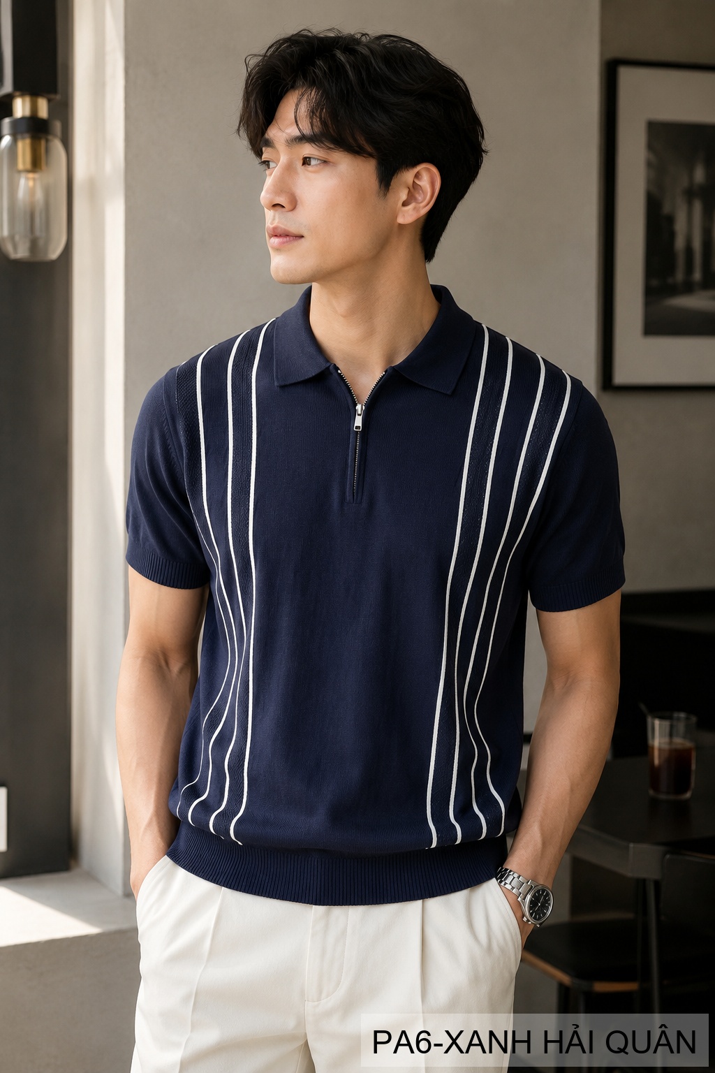 PA6 - Áo Polo Nam Tay Ngắn Cổ Bẻ Kẻ Sọc Phong Cách Cổ Điển Thoáng Mát Mùa Hè_thumbnail_6