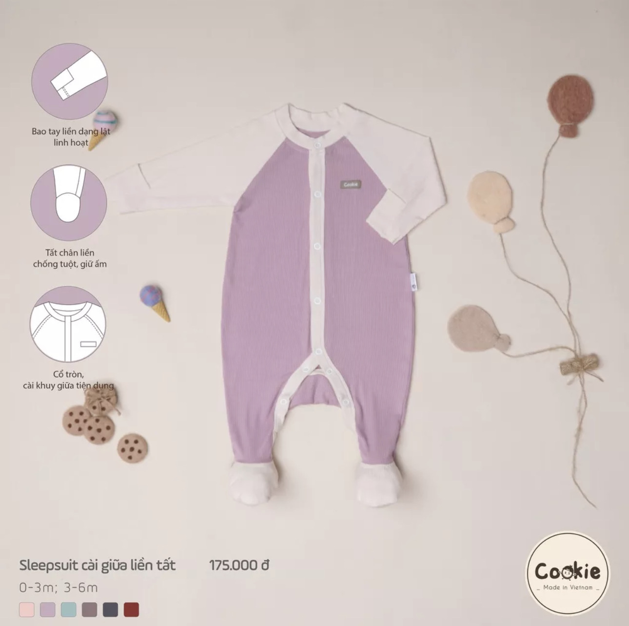 Sleepsuit cài giữa liền tất COOKIE_thumbnail_2