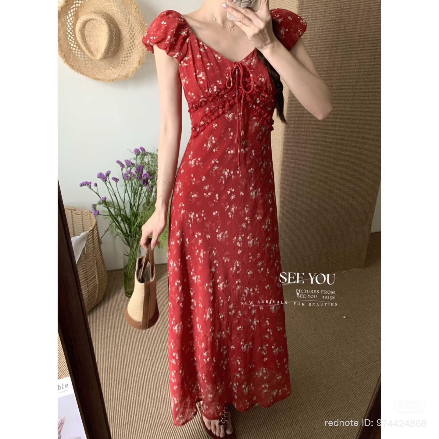 Lucas - Váy chấm bi cổ tim tay hến chun vai chân xòe dáng maxi_thumbnail_14