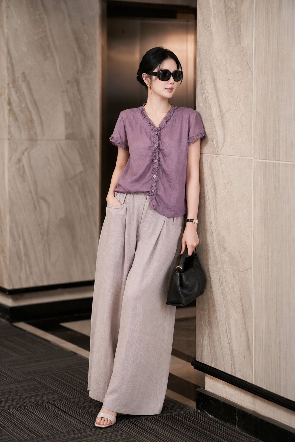 A024 - ÁO TÍM TƠ NHẬT CAO CẤP
