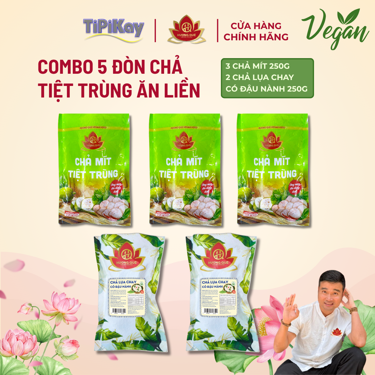 [Combo 5 món] 3 Chả Mít 250g + 2 Chả Có Đậu Nành 250g