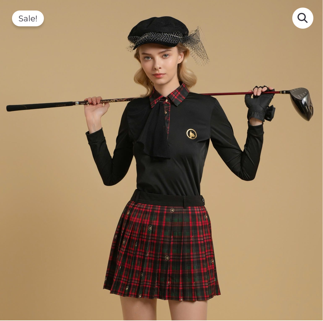 Áo Polo dài tay phối cổ kẻ caro  - Nữ - Tartan