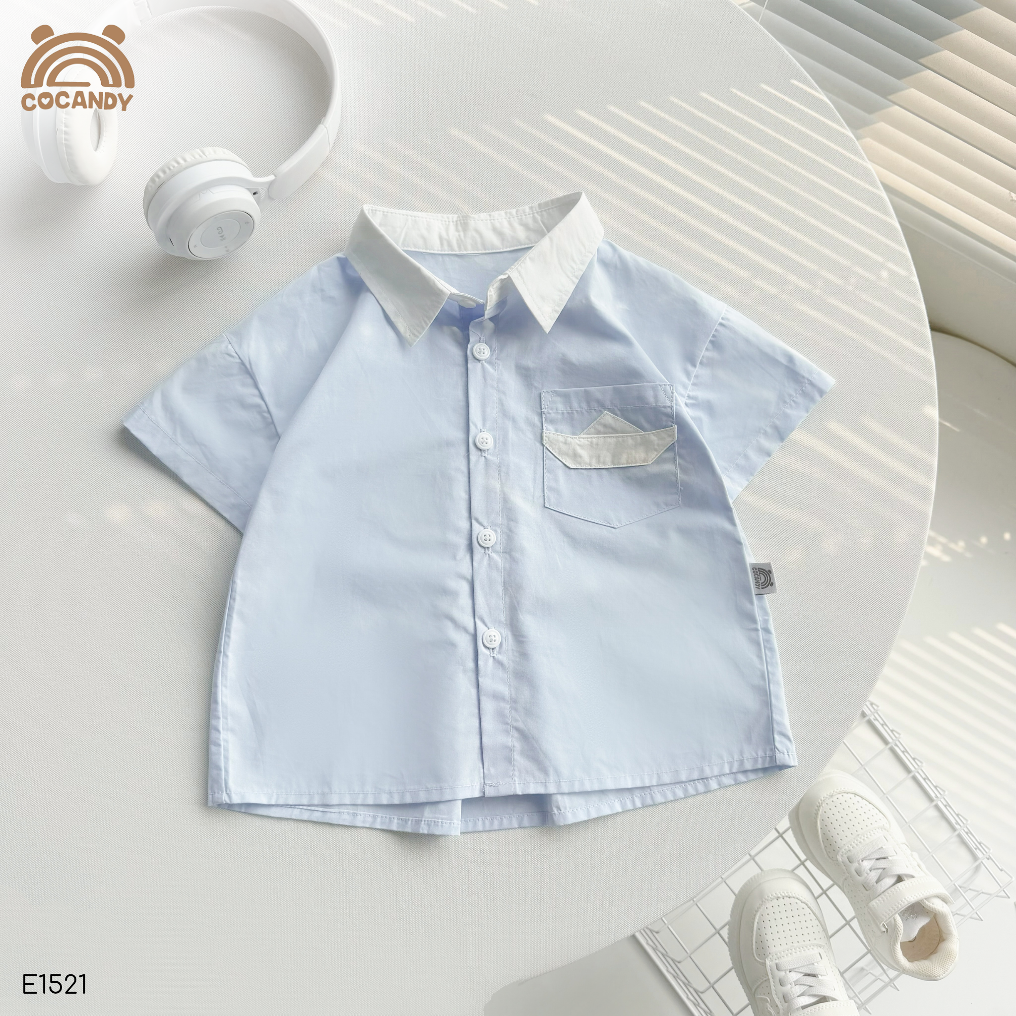 Áo cộc sơ mi XANH túi phối thuyền buồm_thumbnail_3