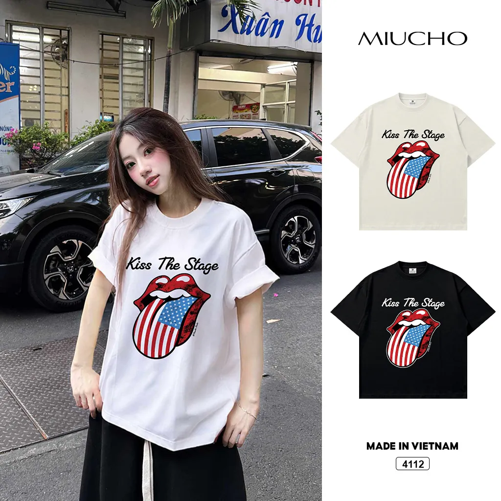 Áo thun boxy unisex đường phố cá tính Miucho 4112