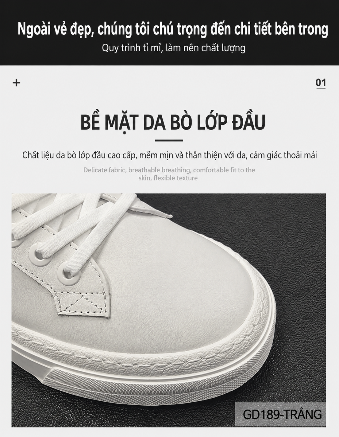 GD189 - Giày thể thao nam da thật kiểu dáng châu Âu, phối màu trắng đen sang trọng, đế thấp êm ái_thumbnail_6
