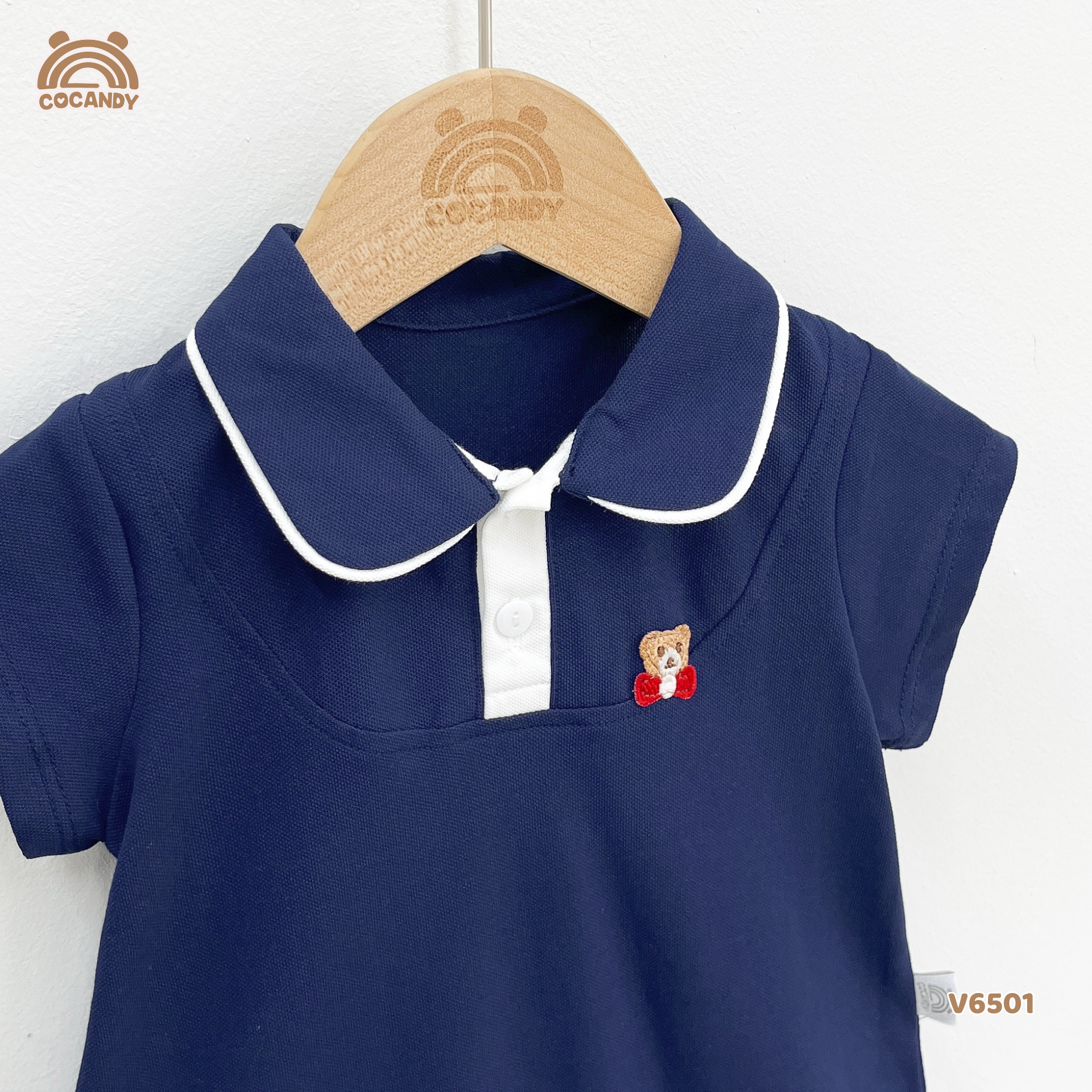 Váy cộc XANH NAVY cổ sen tag gấu_thumbnail_3