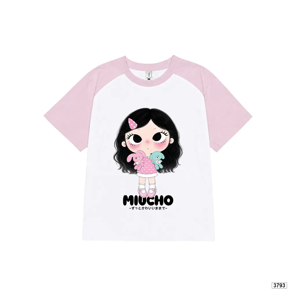 Áo babytee phối tay raglan mix màu Cartoon Baby Girl dễ thương Miucho 3793_thumbnail_0