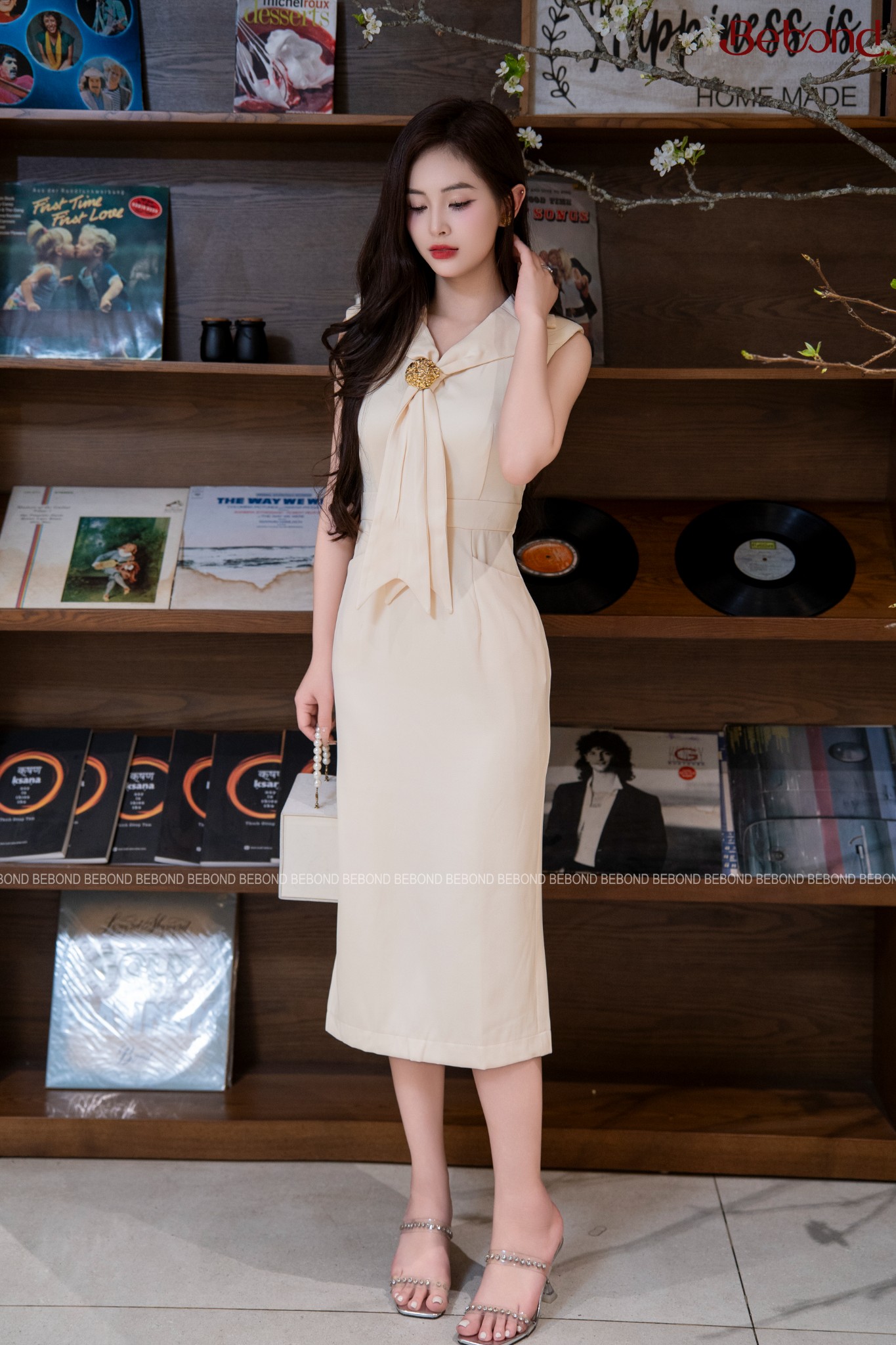 Đầm tay hến cổ cách điệu CADY màu BE_thumbnail_2