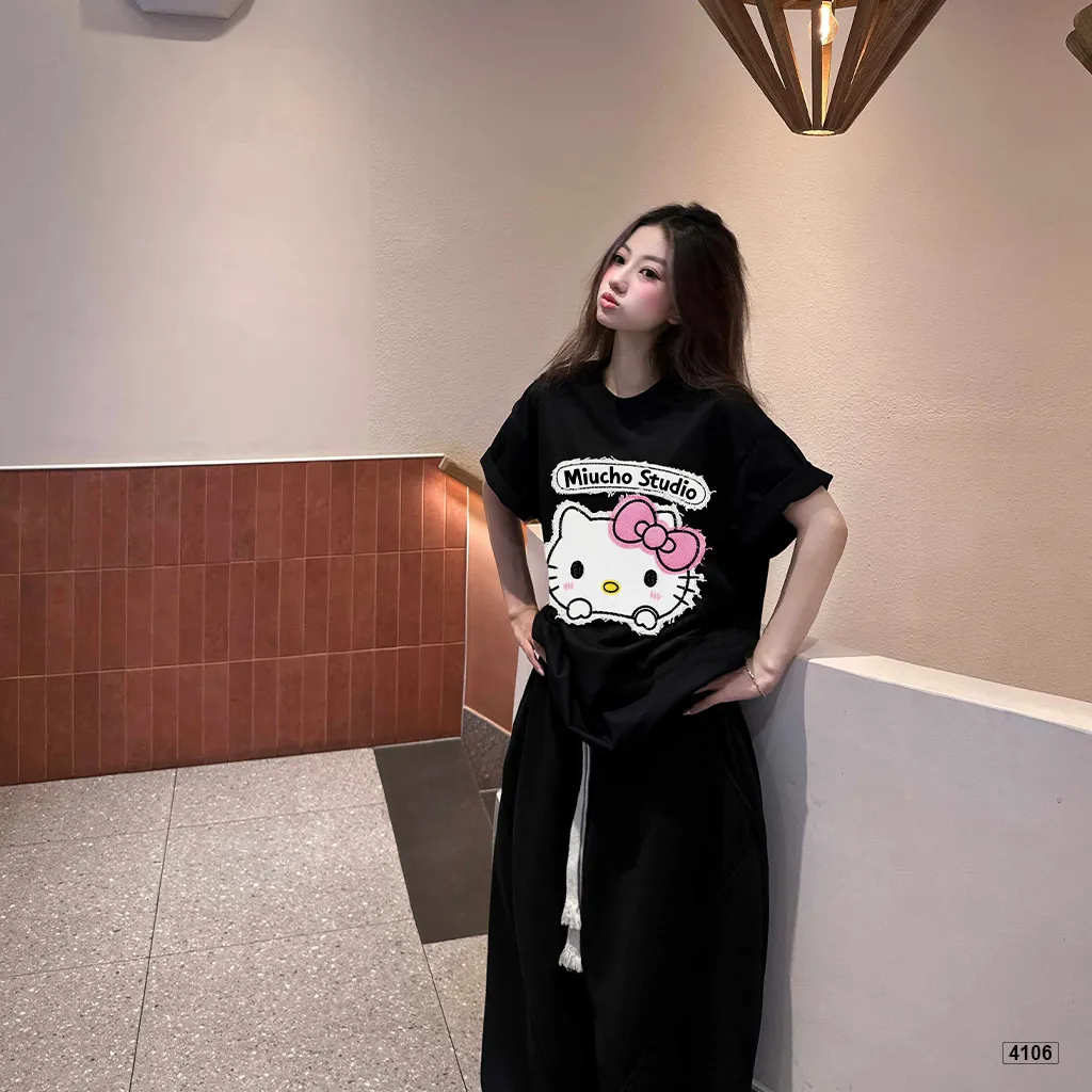 Áo thun boxy nữ Xin chào mèo con Miucho 4106_thumbnail_3