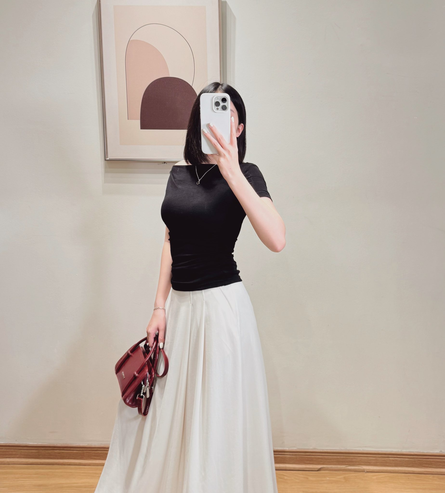 E499 CHÂN VÁY MIDI KEM PHỐI DẬP 2 LI QP