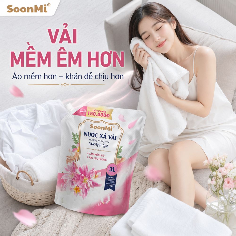 Nước Xả Vải Soonmi 3kg - Hương Nước Hoa -  Bí Quyết Quần Áo Mềm Mại, Ngát Hương Suốt 3 Tuần_thumbnail_4