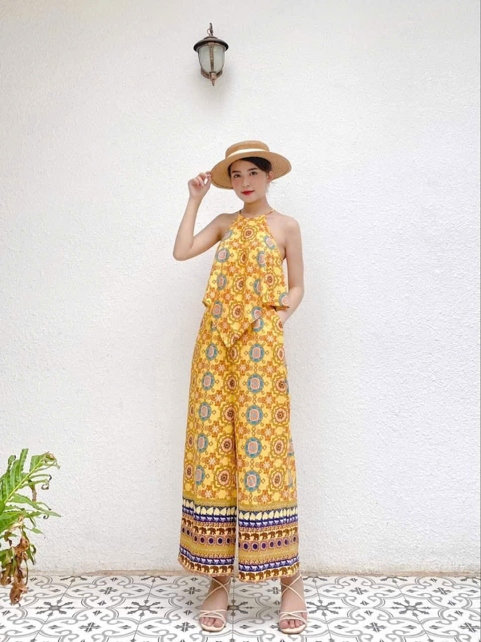Halter Top & Wide-Leg Pants Set