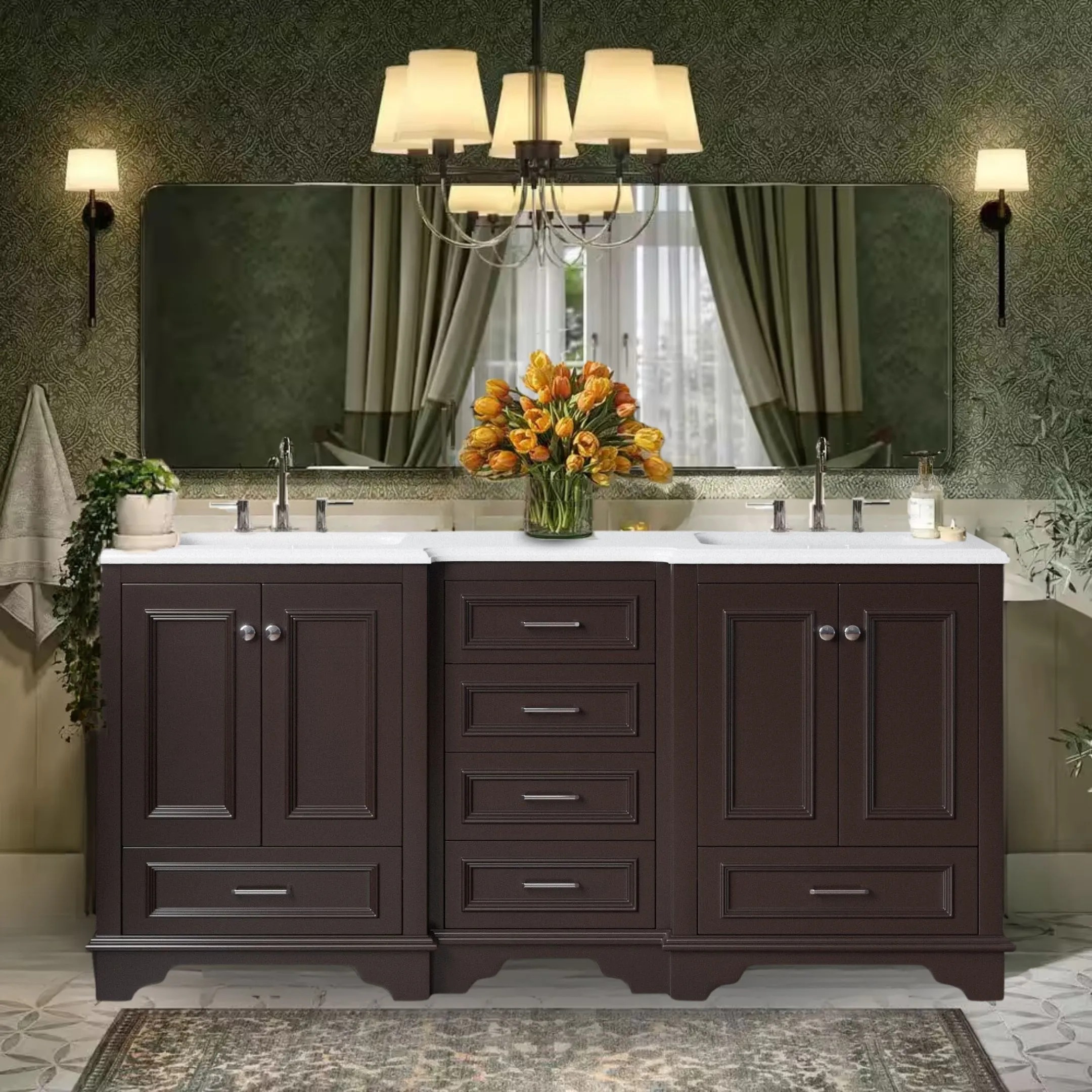Tủ Lavabo Nantucket Chocolate 72inch