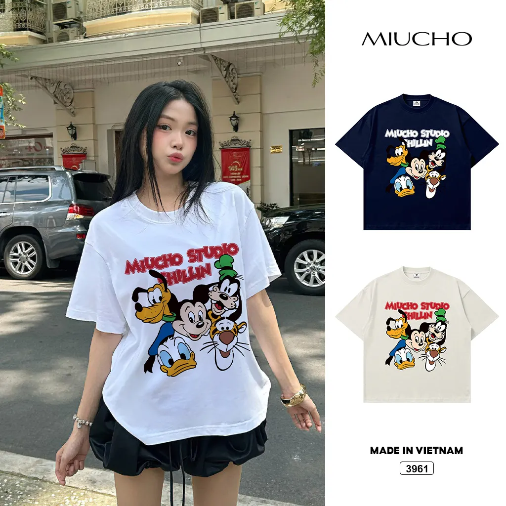Áo thun nữ form boxy hoạt hình Diisney đáng yêu Miucho 3961