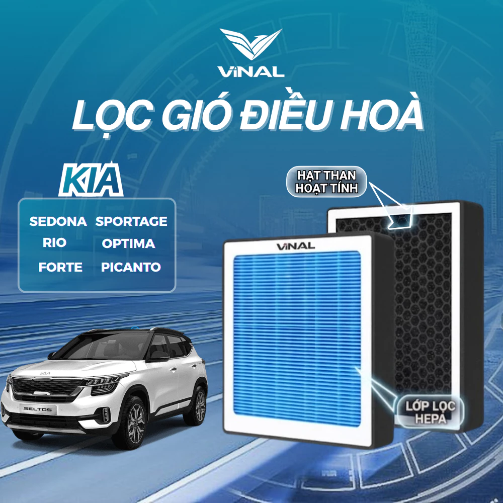 Lọc Gió Ô Tô VINAL KIA Sedona, Sportage, Rio, Optima, Forte, Picanto Màng HEPA
