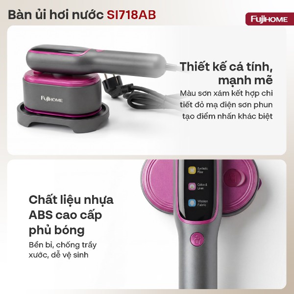 Bàn là (bàn ủi) hơi nước cầm tay Fujihome SI718AB ( chọn là theo loại vải )_thumbnail_9