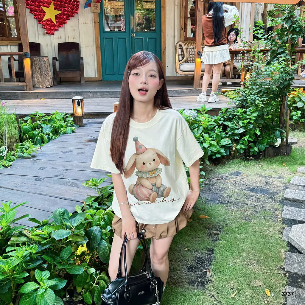 Áo thun boxy nữ thời trang mùa hè Bunny đáng yêu Miucho 3737_thumbnail_3