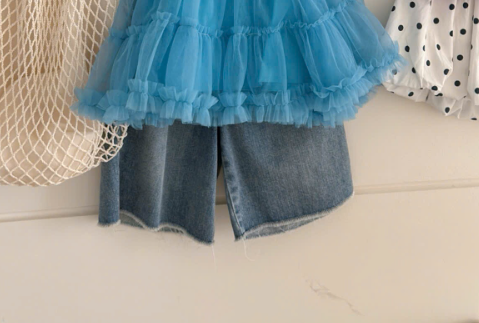 OP88 - Quần bò lửng ống xuông gấu tua rua hãng Opao