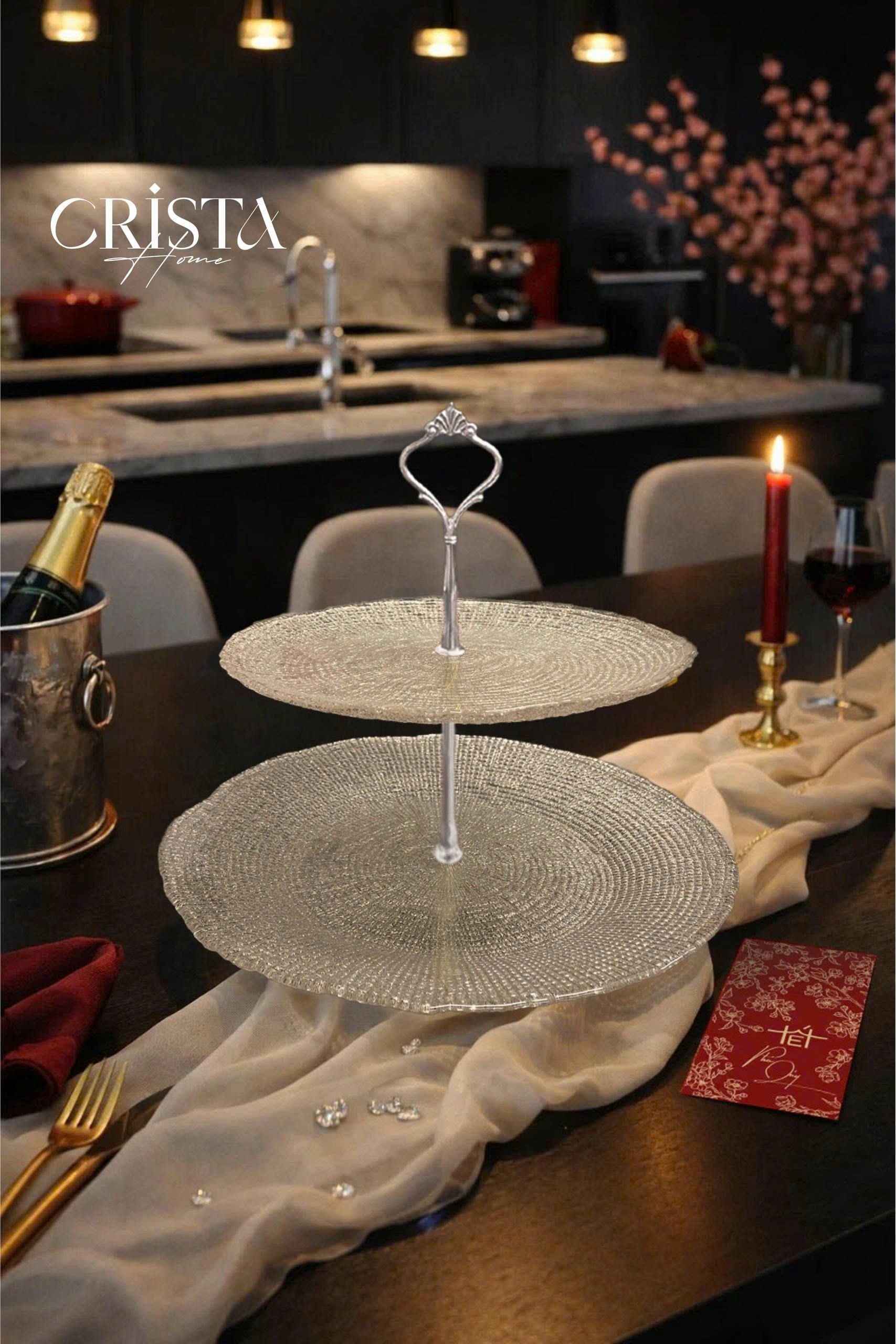 Bộ đĩa 2 tầng thủy tinh vân lưới 22.5 + 28 cm CRISTA HOME, 60224_thumbnail_5