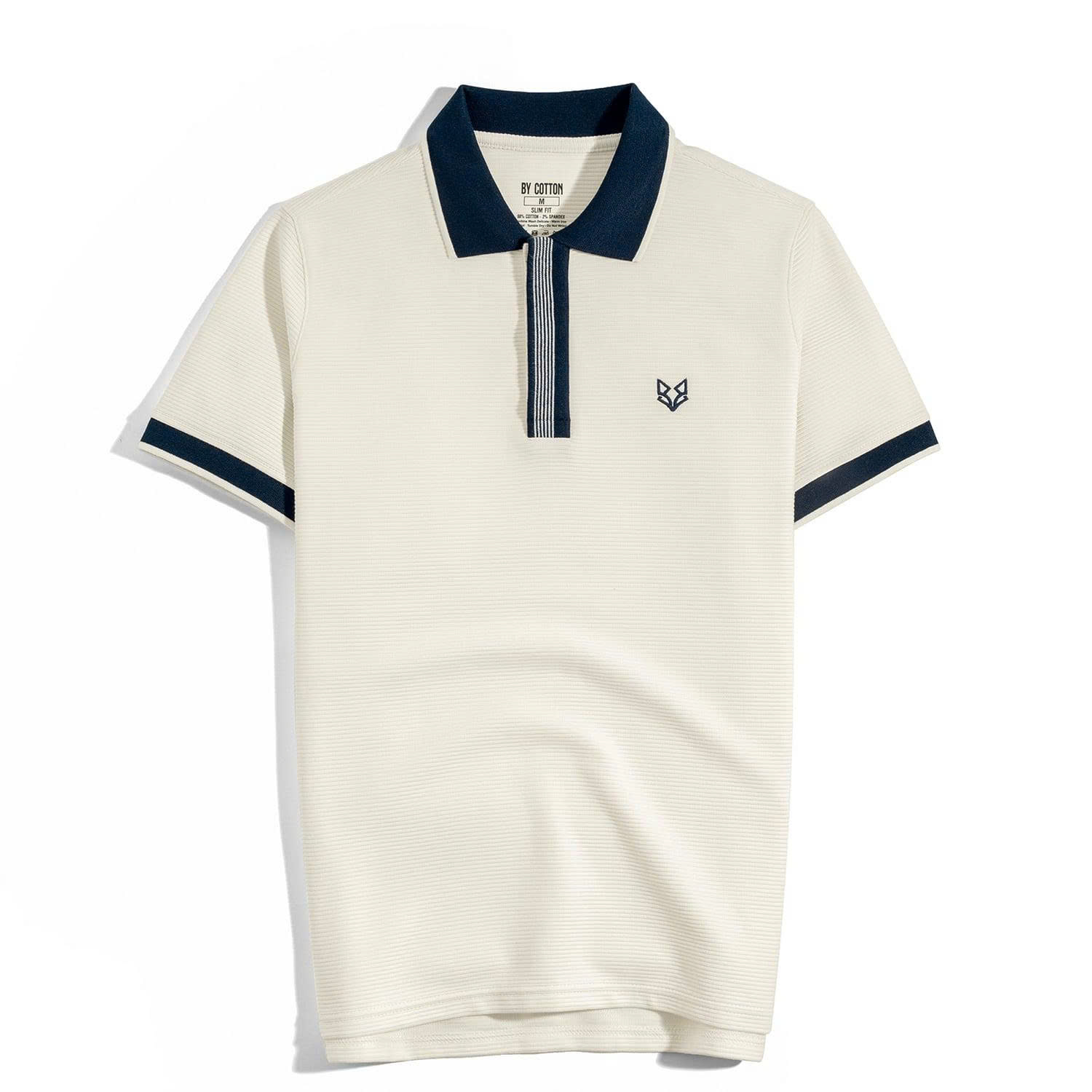 Áo Thun Polo Nam By Cotton Gân Kem Thêu Fox Phối Bo
