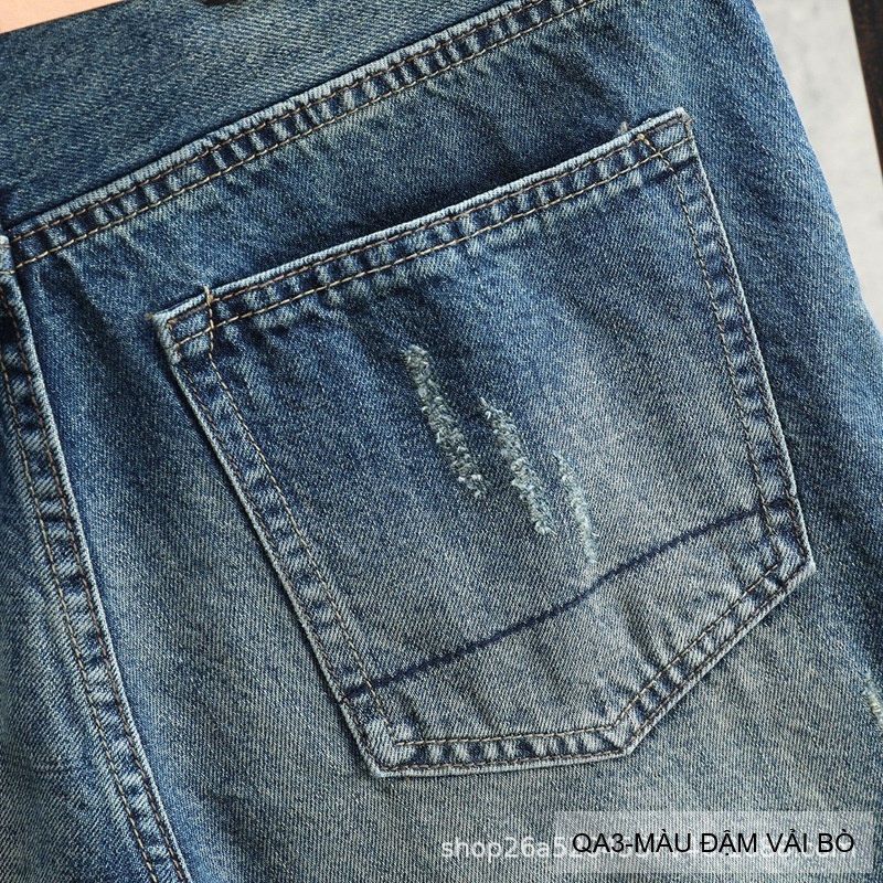 QA3 - Quần short jeans nam ống đứng phong cách Hàn Quốc, màu đậm vải bò, thiết kế túi chèn chéo thời thượng_thumbnail_11