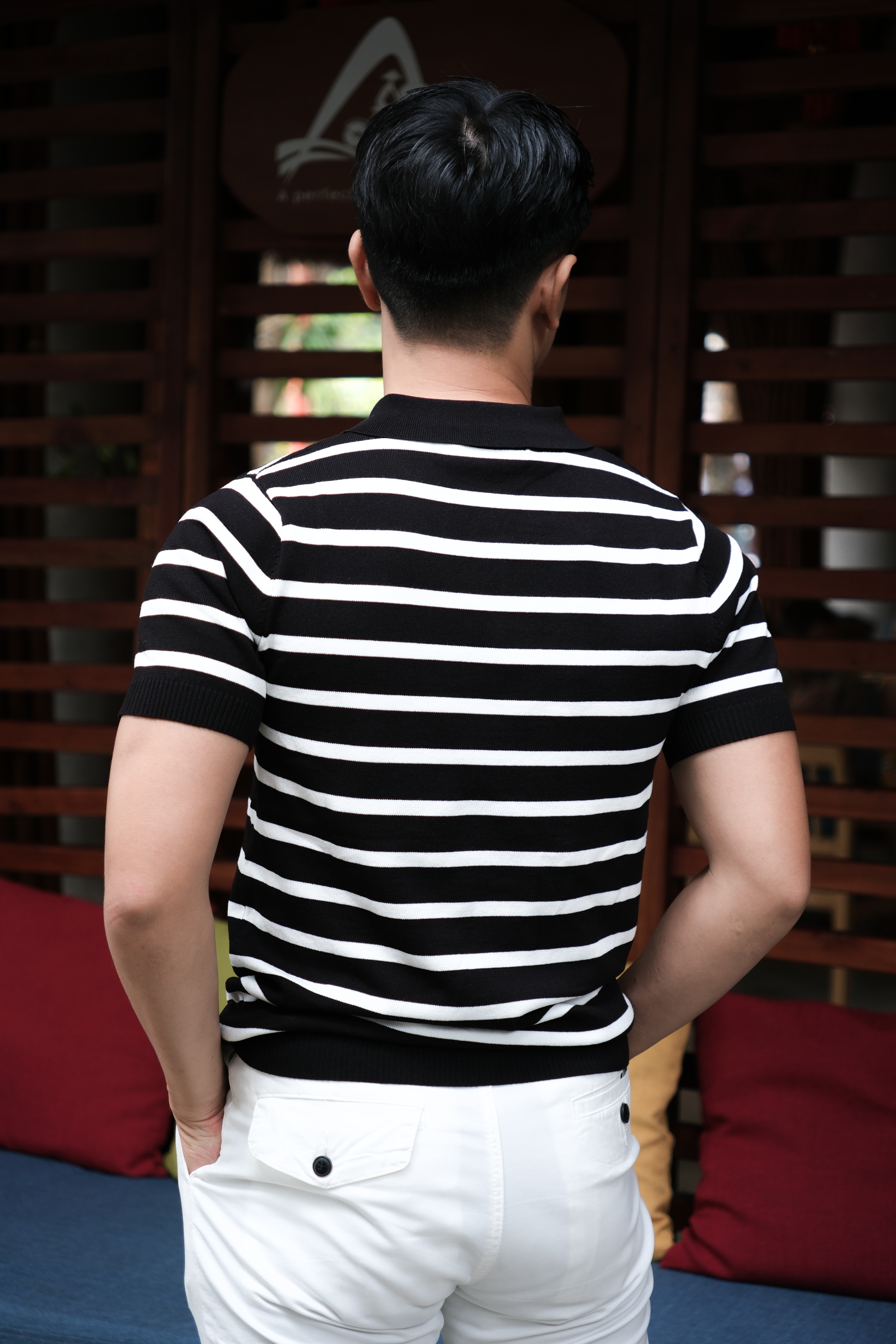 PB1 - Áo Polo Nam Dệt Kim Sọc Đen Trắng Phong Cách Retro Mùa Hè_thumbnail_7