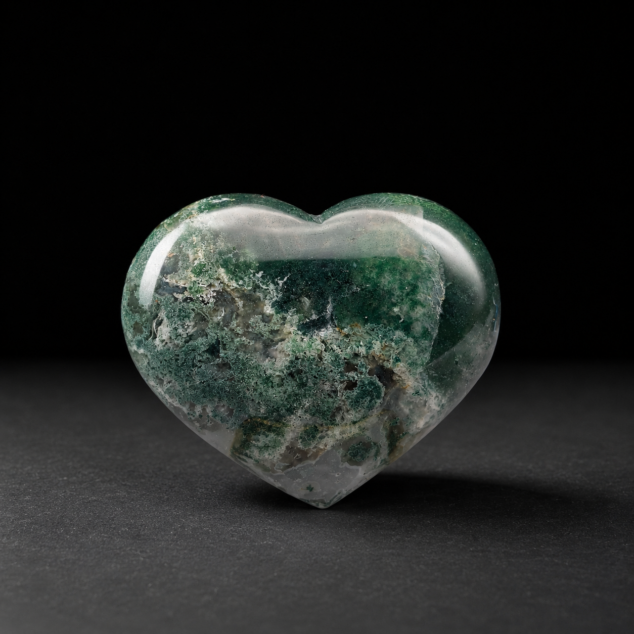 Trái Tim Mã Não Rêu Moss Agate Để Bàn - TẶNG Kèm Đế Trưng Bày_thumbnail_2