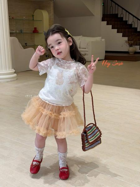 HS37 - Chân váy voan xoè cam nhạt hãng Hey Susie