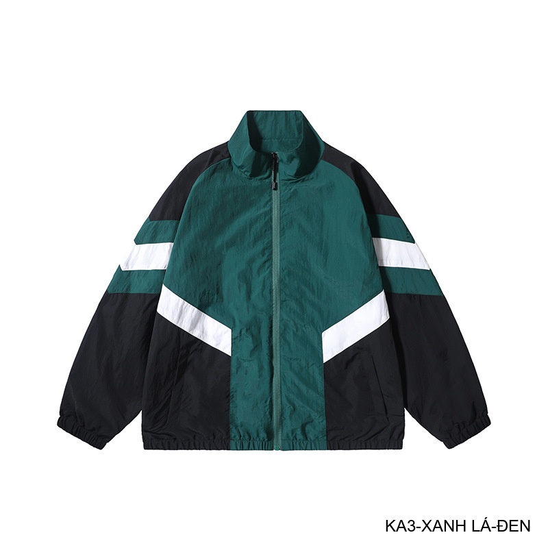 KA3 - Áo khoác nam dáng rộng phối màu cổ đứng phong cách thể thao thoáng khí mùa xuân thu