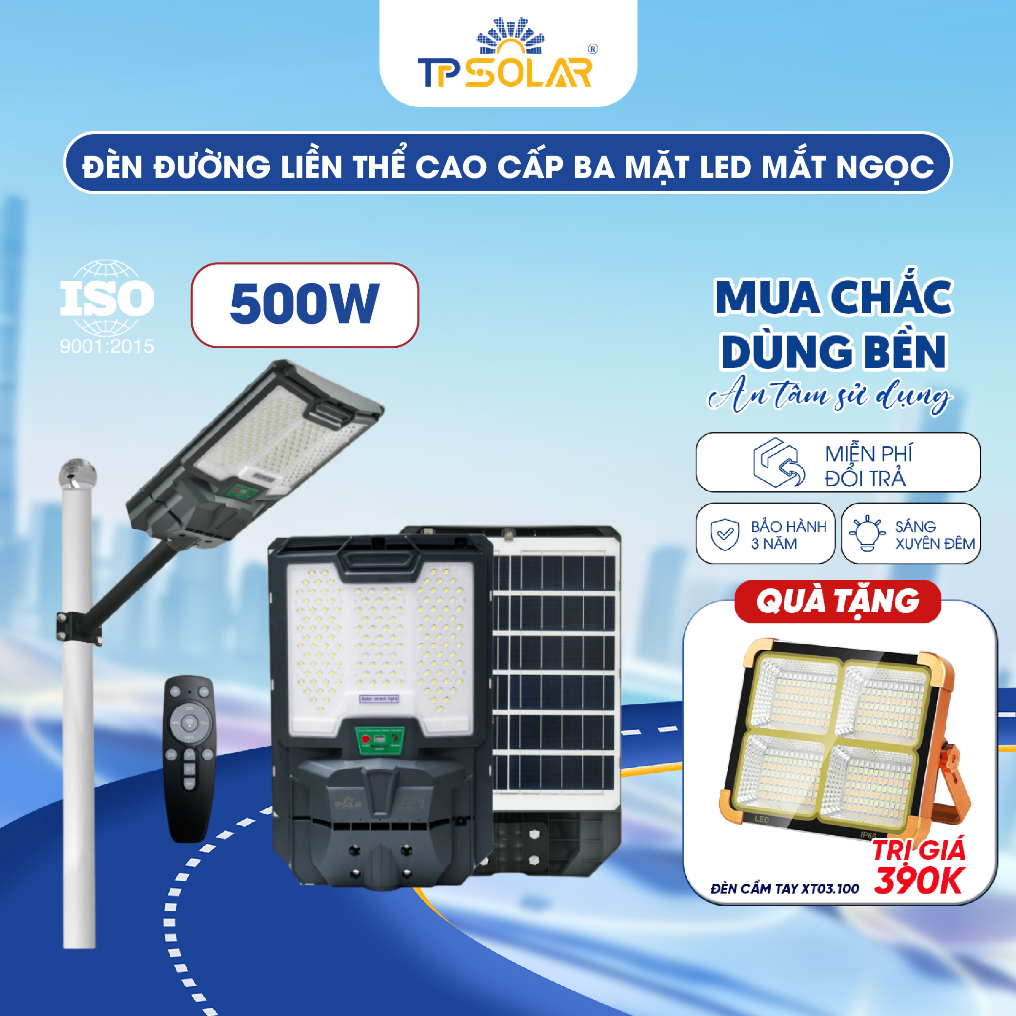 Đèn đường liền thể cao cấp ba mặt LED mắt ngọc (TP.LT11.500 / TP.LT11.800)