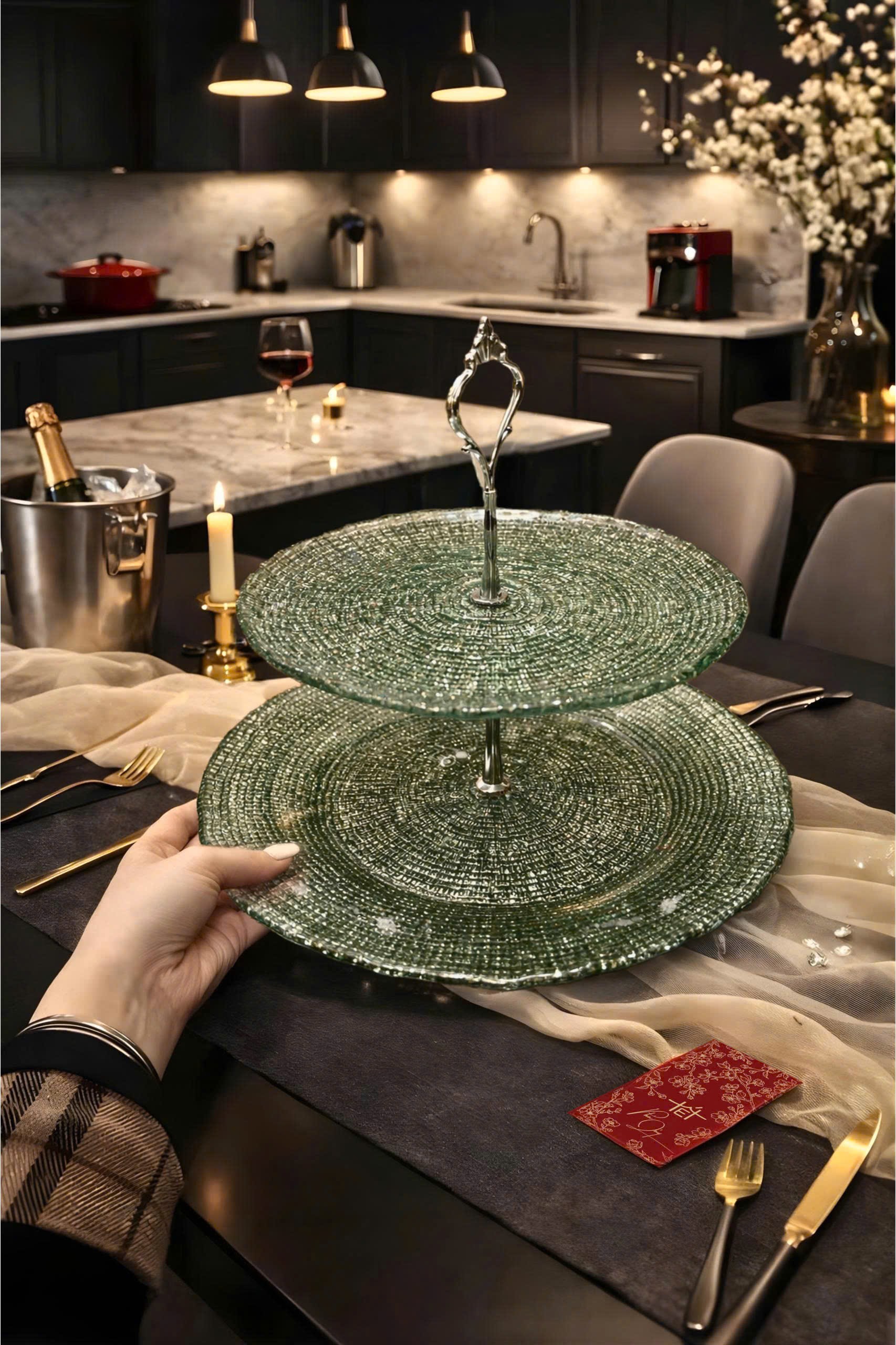 Bộ đĩa 2 tầng thủy tinh vân lưới 22.5 + 28 cm CRISTA HOME, 60224_thumbnail_8