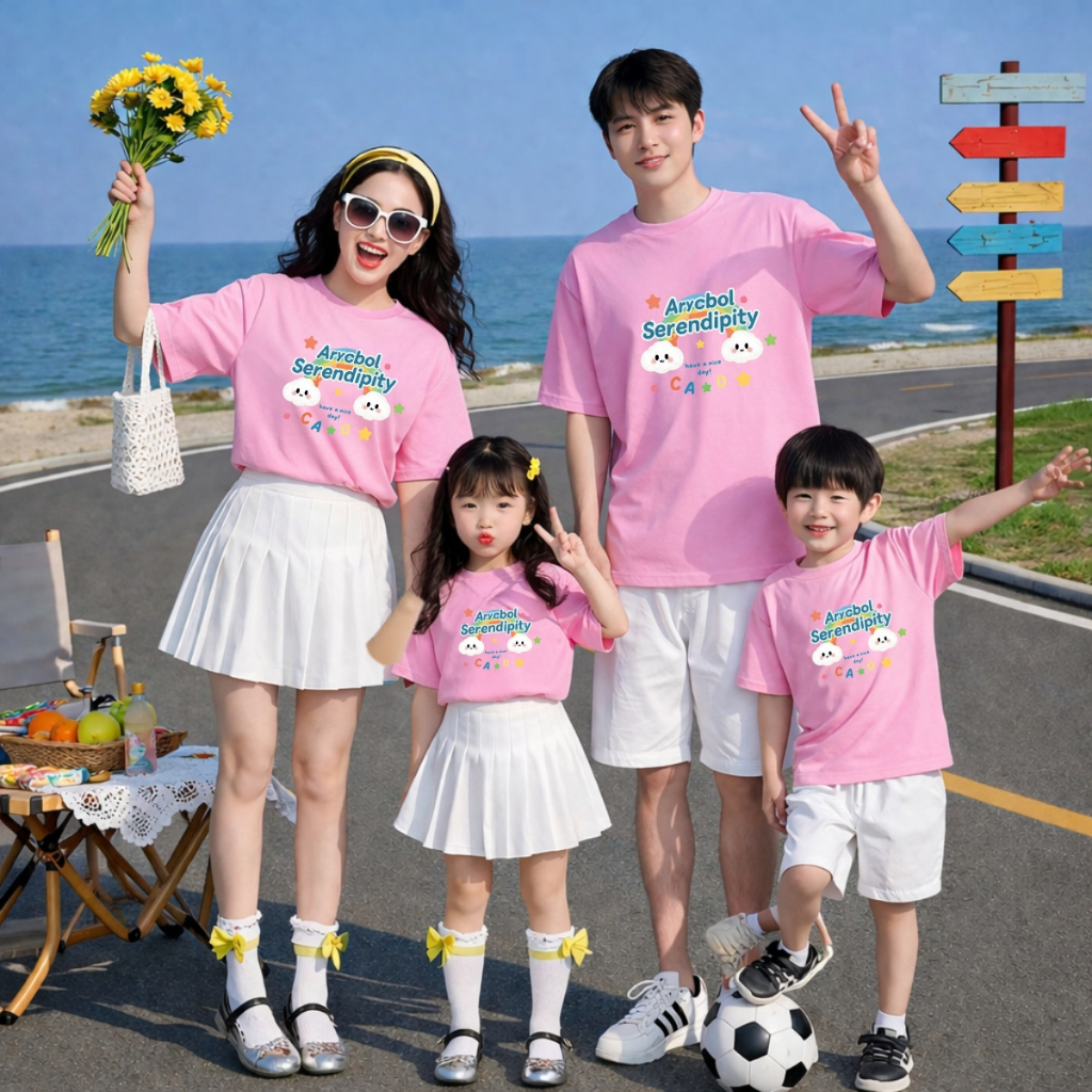 Áo phông gia đình 3,4,5 người hình cầu vồng và hai đám mây "Arycbol Serendipity" -  Loza GĐ3597