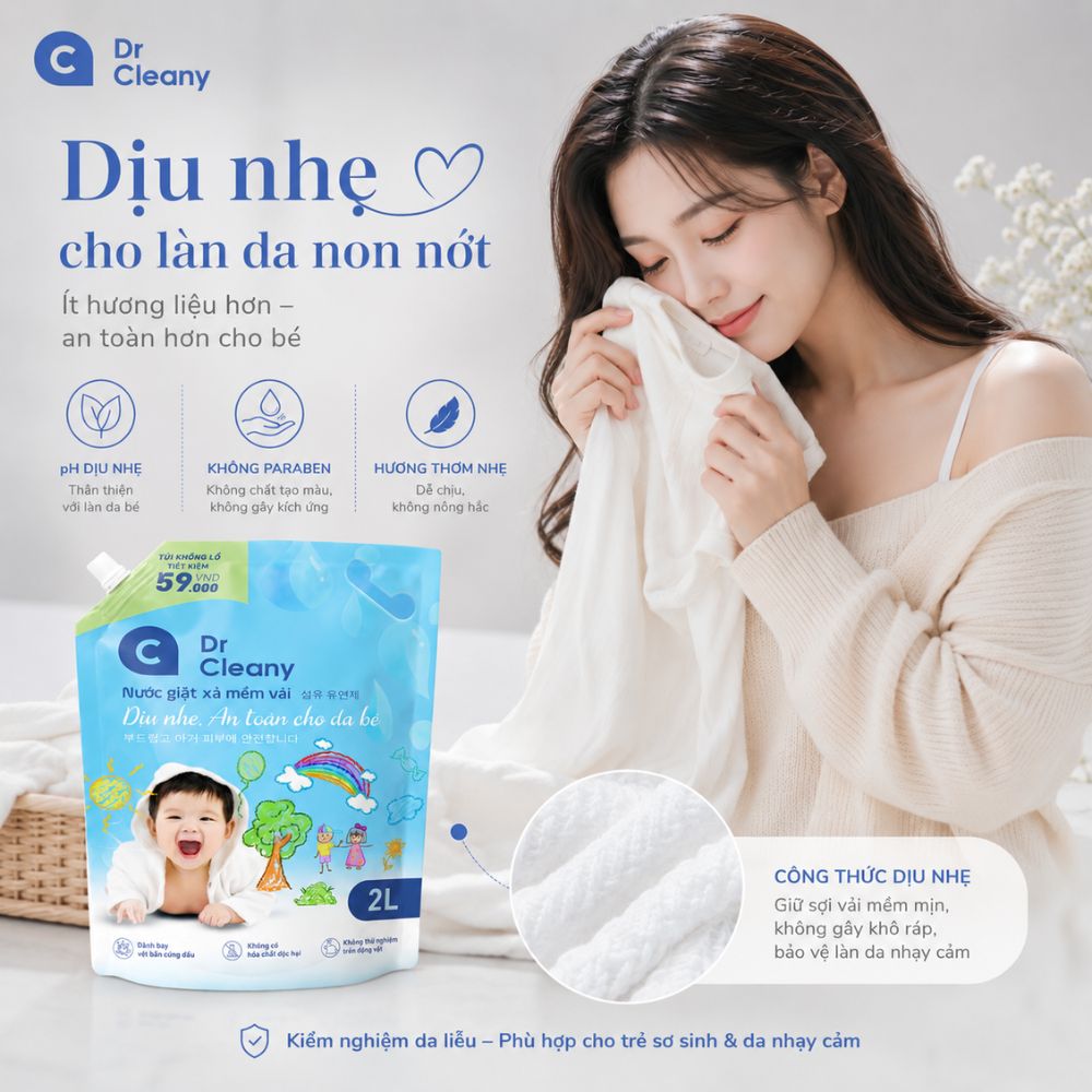 1 Thùng 4 Túi Nước Giặt Cho Bé Dr. Cleany 2kg Công Nghệ Hàn Quốc_thumbnail_5