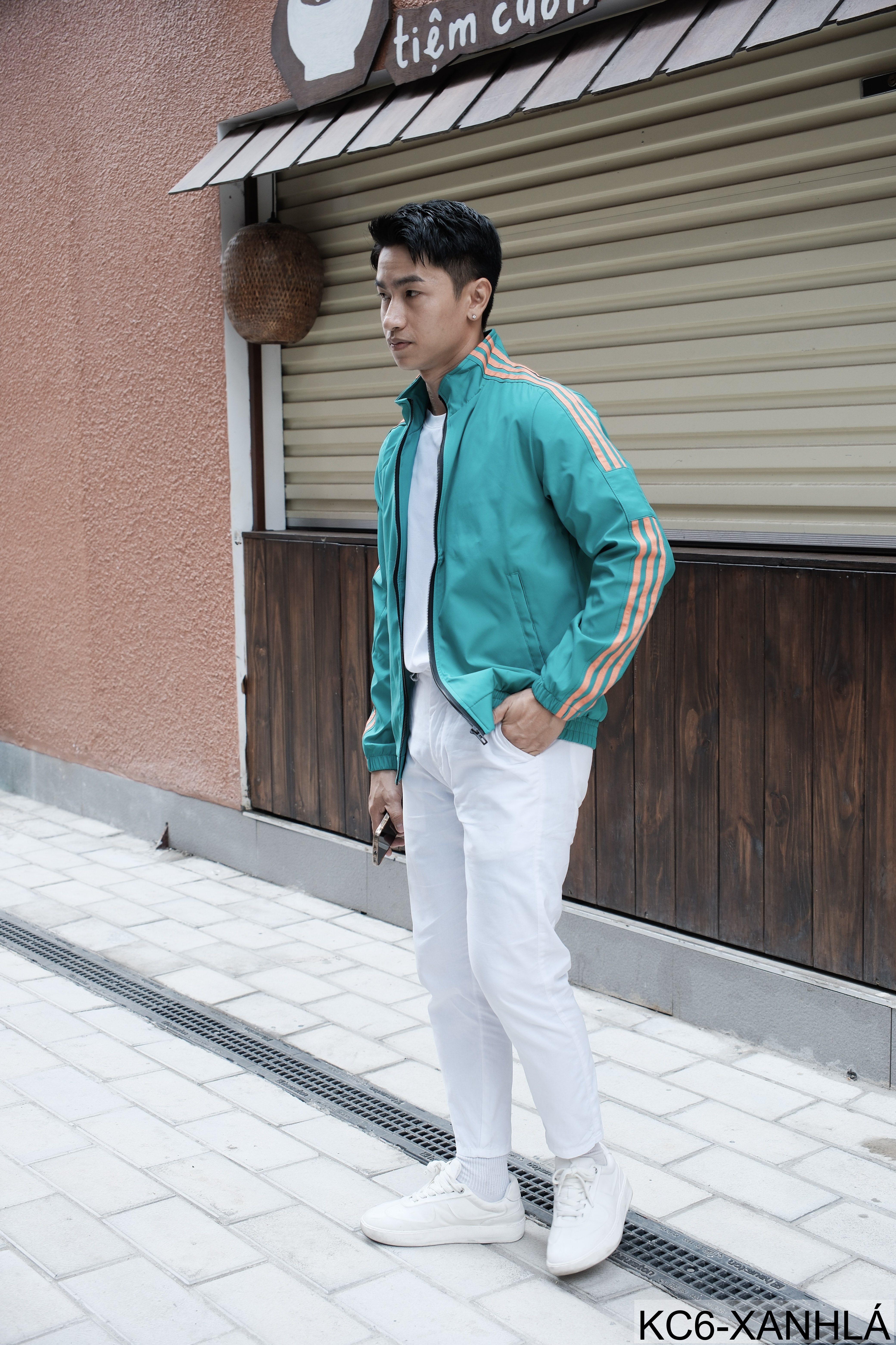 KC6 - Áo khoác nam thể thao cổ đứng tay dài chống mài mòn, thoáng khí, 3 màu trắng xanh lá đen_thumbnail_21