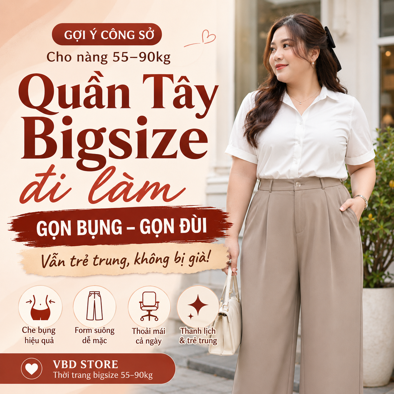 Quần Tây Bigsize Nữ Đi Làm Gọn Bụng, Gọn Đùi