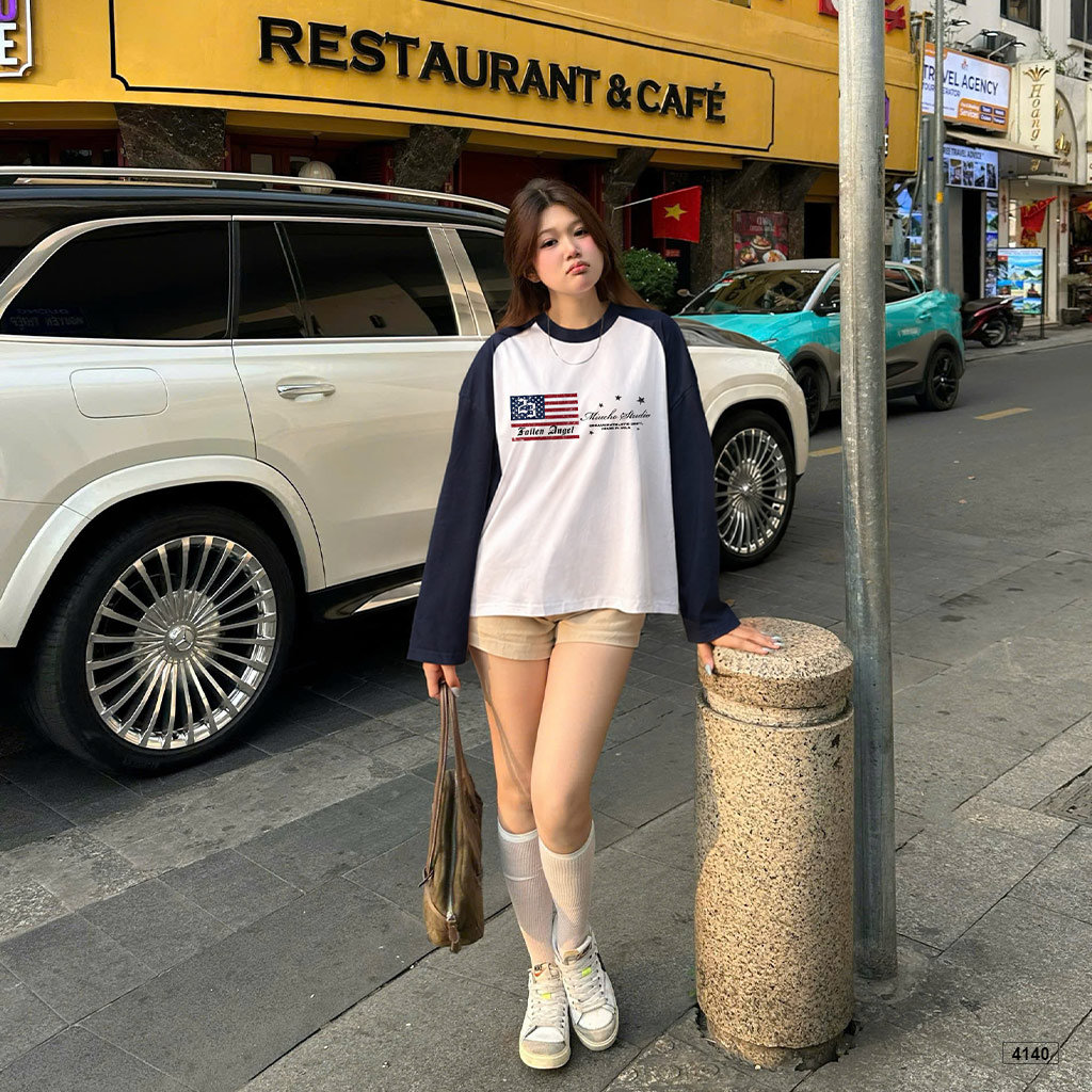 Áo thun tay dài raglan form boxy phong cách đường phố cá tính Miucho 4140_thumbnail_2